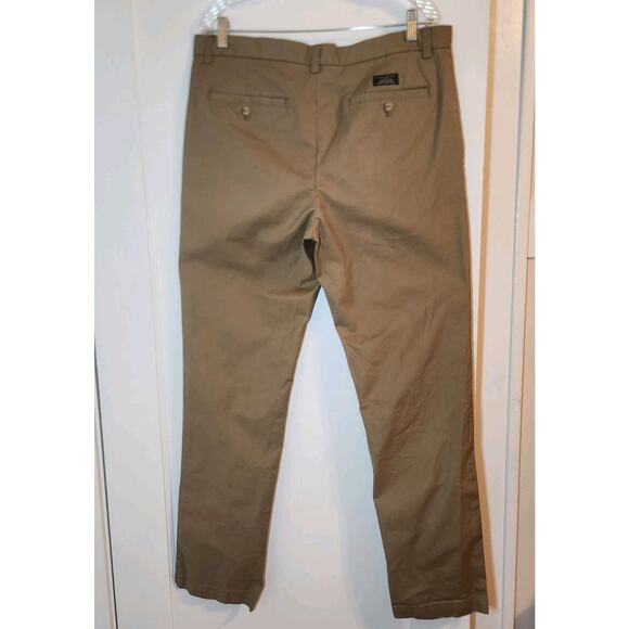 Banana Republic Aiden Chino Pants Men 35x34 Khaki Tan Flat Front - Picture 4 of 7